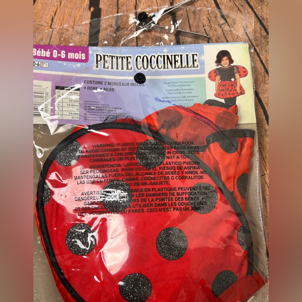 Petite Coccinelle Baby Ladybug Costume Dress and Wings - Picture 2 of 6